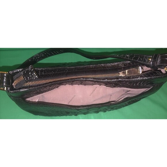 BRAHMIN CAYSON BLACK MELBOURNE LEATHER SMALL HOBO SHOULDER BAG Croc Embossed - Picture 6 of 14